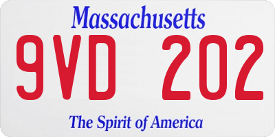 MA license plate 9VD202