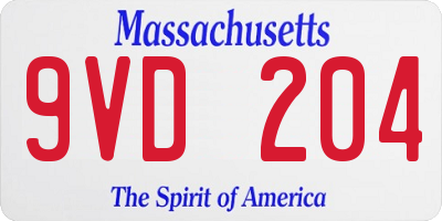 MA license plate 9VD204
