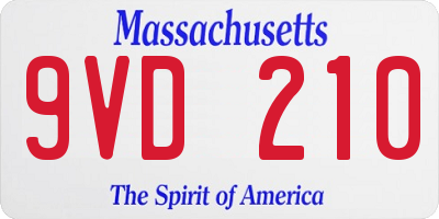 MA license plate 9VD210