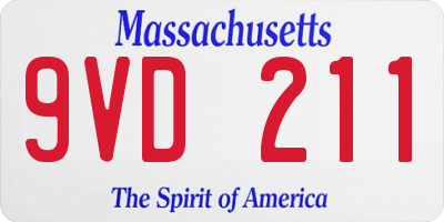 MA license plate 9VD211