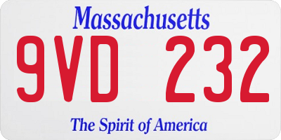 MA license plate 9VD232