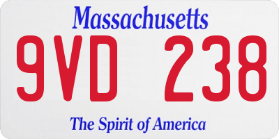 MA license plate 9VD238