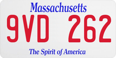 MA license plate 9VD262