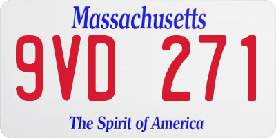 MA license plate 9VD271