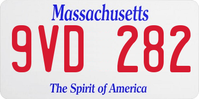 MA license plate 9VD282