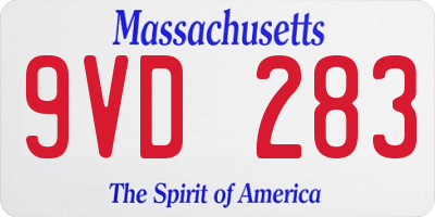 MA license plate 9VD283