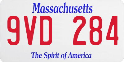 MA license plate 9VD284