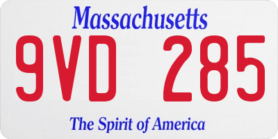 MA license plate 9VD285