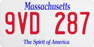 MA license plate 9VD287