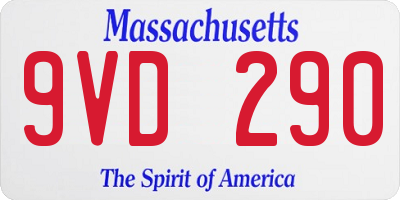 MA license plate 9VD290