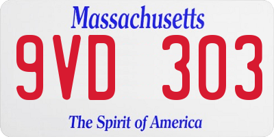 MA license plate 9VD303