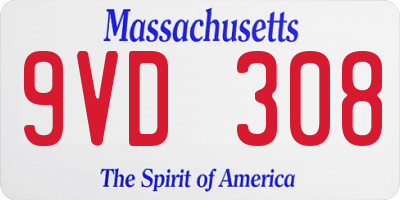 MA license plate 9VD308