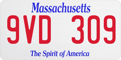 MA license plate 9VD309