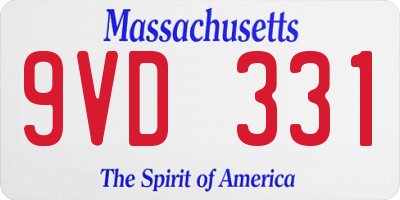 MA license plate 9VD331