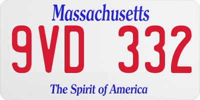 MA license plate 9VD332