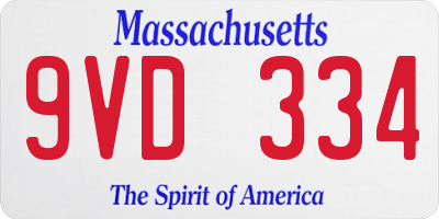 MA license plate 9VD334