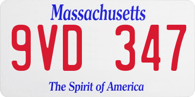 MA license plate 9VD347