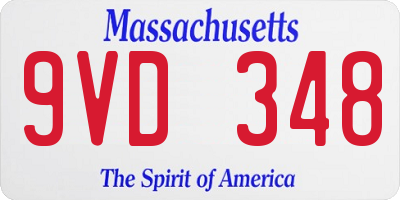 MA license plate 9VD348