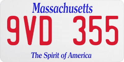 MA license plate 9VD355