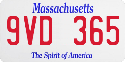 MA license plate 9VD365