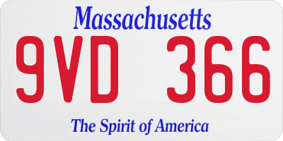 MA license plate 9VD366