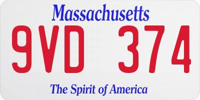 MA license plate 9VD374