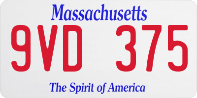 MA license plate 9VD375