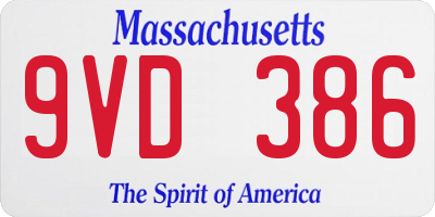 MA license plate 9VD386