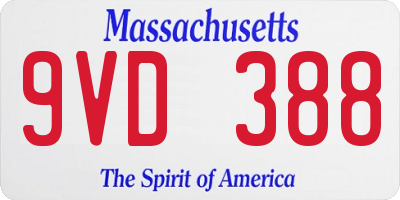 MA license plate 9VD388