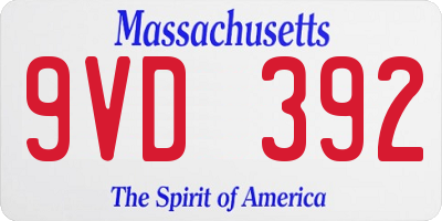 MA license plate 9VD392