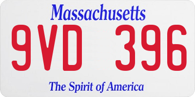 MA license plate 9VD396