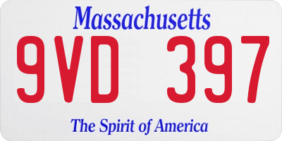 MA license plate 9VD397
