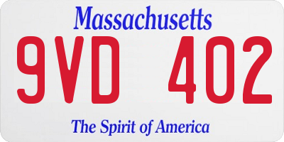MA license plate 9VD402