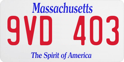 MA license plate 9VD403