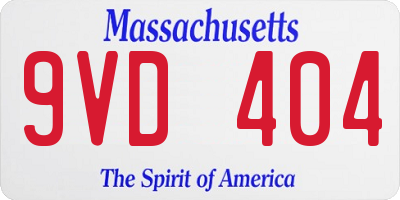 MA license plate 9VD404