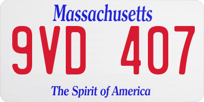 MA license plate 9VD407