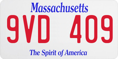 MA license plate 9VD409