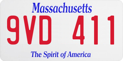 MA license plate 9VD411