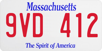 MA license plate 9VD412