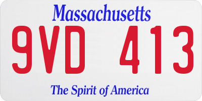 MA license plate 9VD413