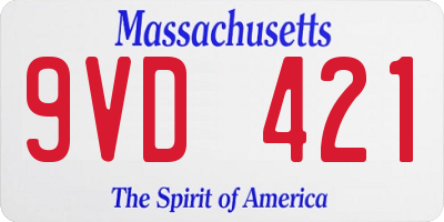 MA license plate 9VD421