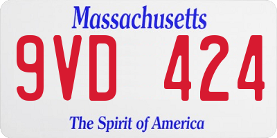 MA license plate 9VD424
