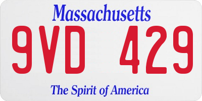 MA license plate 9VD429