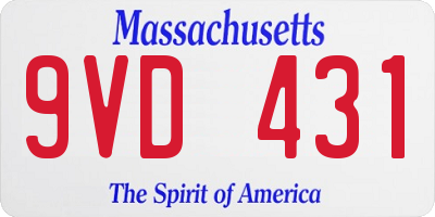 MA license plate 9VD431