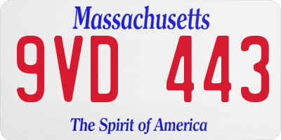 MA license plate 9VD443