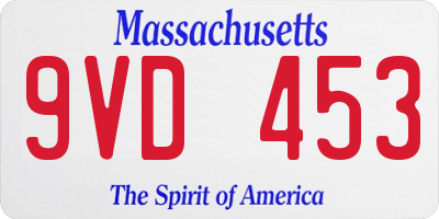 MA license plate 9VD453