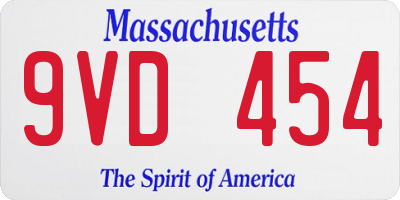 MA license plate 9VD454