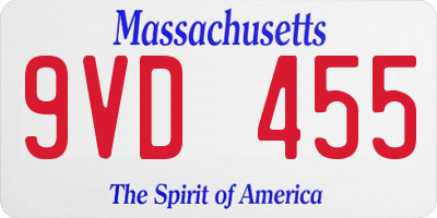 MA license plate 9VD455