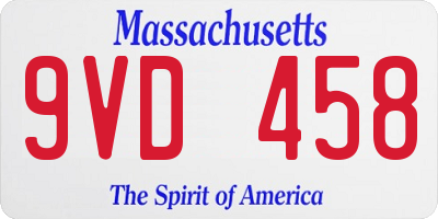 MA license plate 9VD458