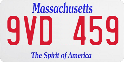 MA license plate 9VD459